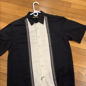 Men's Black and White Guayabera Shirt